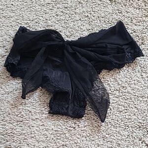 NWOT Victoria's Secret Black Tie Back Satin Panty